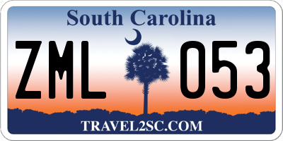 SC license plate ZML053