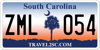 SC license plate ZML054