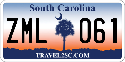 SC license plate ZML061