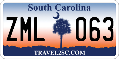 SC license plate ZML063