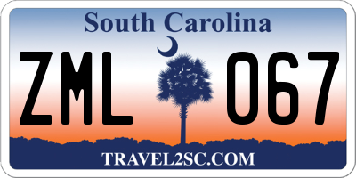 SC license plate ZML067