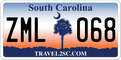 SC license plate ZML068