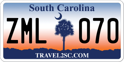 SC license plate ZML070