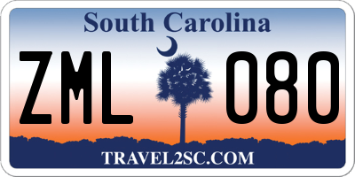 SC license plate ZML080