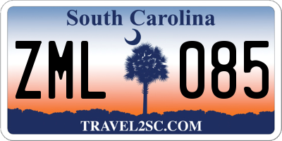 SC license plate ZML085