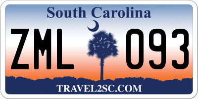 SC license plate ZML093