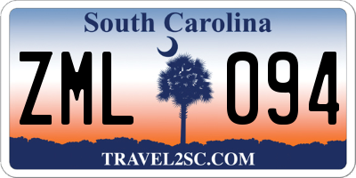 SC license plate ZML094