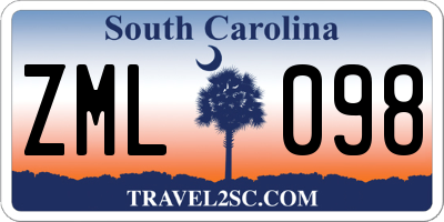 SC license plate ZML098