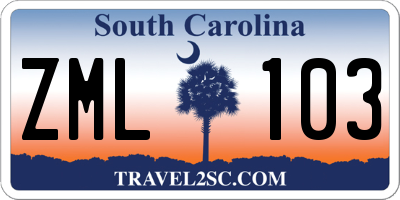 SC license plate ZML103
