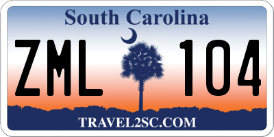 SC license plate ZML104
