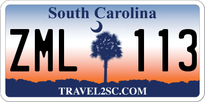SC license plate ZML113