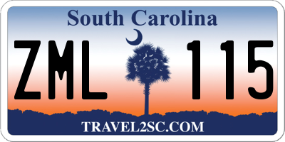 SC license plate ZML115