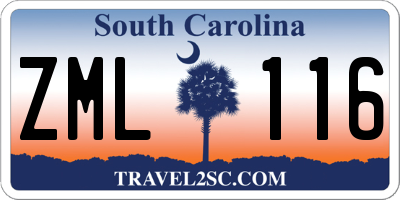 SC license plate ZML116