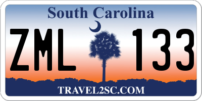 SC license plate ZML133