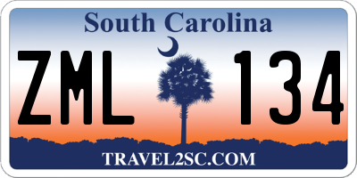SC license plate ZML134