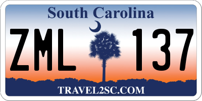 SC license plate ZML137