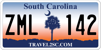 SC license plate ZML142