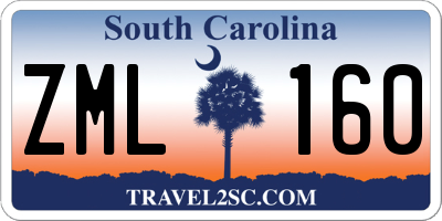 SC license plate ZML160