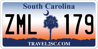 SC license plate ZML179