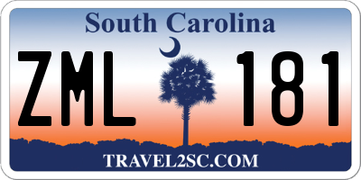 SC license plate ZML181