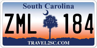 SC license plate ZML184