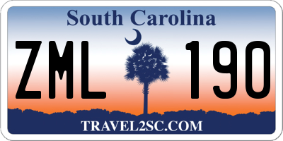 SC license plate ZML190