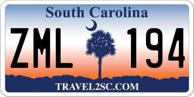 SC license plate ZML194