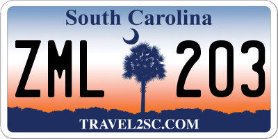 SC license plate ZML203