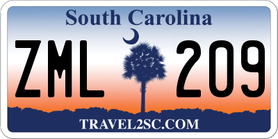 SC license plate ZML209