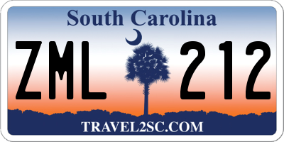 SC license plate ZML212