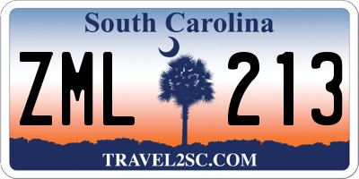 SC license plate ZML213