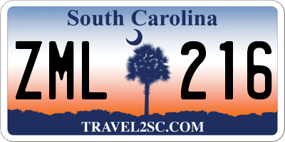 SC license plate ZML216