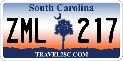 SC license plate ZML217
