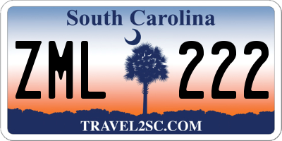 SC license plate ZML222