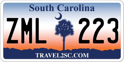 SC license plate ZML223