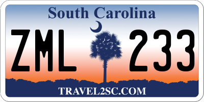 SC license plate ZML233