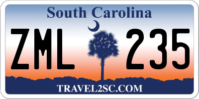 SC license plate ZML235