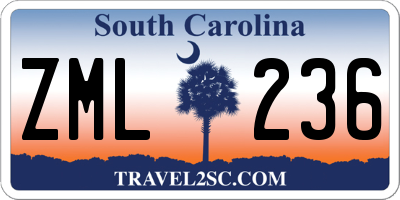 SC license plate ZML236