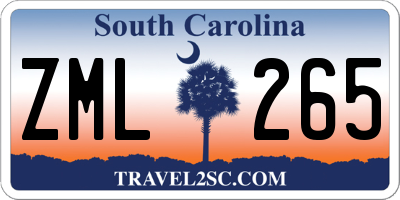 SC license plate ZML265