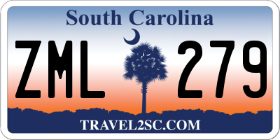 SC license plate ZML279