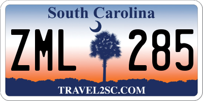 SC license plate ZML285