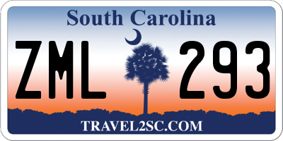 SC license plate ZML293