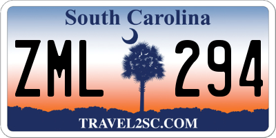 SC license plate ZML294