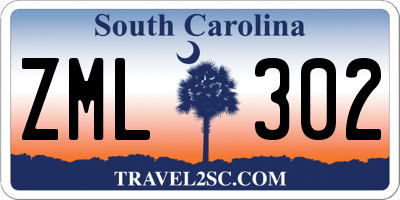SC license plate ZML302