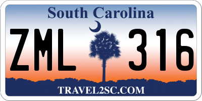 SC license plate ZML316