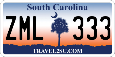 SC license plate ZML333