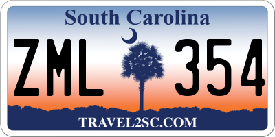 SC license plate ZML354