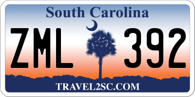 SC license plate ZML392