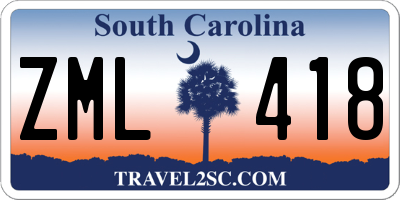 SC license plate ZML418