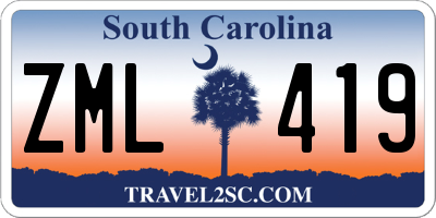SC license plate ZML419